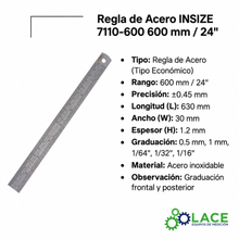 Regla de Acero INSIZE 7110-600 600 mm / 24"