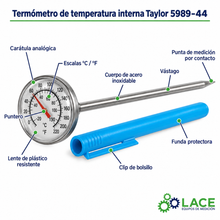Termómetro de temperatura interna Taylor 5989-44 -14 a 105 °C / 0 a 220 °F