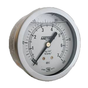 Manómetro Metrón 63460 2 1/2” Conex. posterior acero inox. ¼" NPT. Rango 1-70 kg/cm² (15-1000 PSI). Líquido.