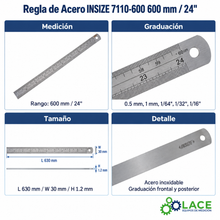 Regla de Acero INSIZE 7110-600 600 mm / 24"