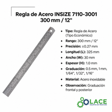 Regla de Acero INSIZE 7110-3001 300 mm / 12"