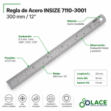 Regla de Acero INSIZE 7110-3001 300 mm / 12"