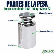 Pesa individual tipo botón en acero inoxidable 316L LACE de 10 kg clase E2