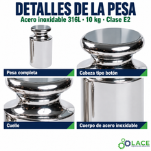 Pesa individual tipo botón en acero inoxidable 316L LACE de 10 kg clase E2
