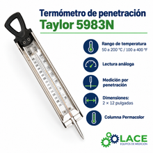 Termómetro de penetración Taylor 5983N 50 a 200 °C / 100 a 400 °F