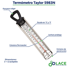 Termómetro de penetración Taylor 5983N 50 a 200 °C / 100 a 400 °F