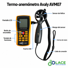 Termo-anemómetro Avaly AVM07 (0 a 45 m/s / 0°C a 45°C)