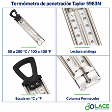 Termómetro de penetración Taylor 5983N 50 a 200 °C / 100 a 400 °F