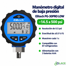 Manómetro digital de baja presión Elitech PG-30PRO LOW – −14.5 a 500 psi