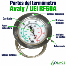 Termómetro con bulbo remoto Avaly RF60A (-40 a 15 °C)