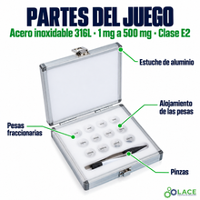 Juego de pesas en acero inoxidable 316L LACE de 1 mg a 500 mg clase E2