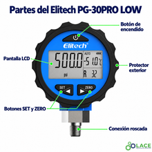 Manómetro digital de baja presión Elitech PG-30PRO LOW – −14.5 a 500 psi