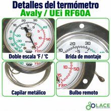 Termómetro con bulbo remoto Avaly RF60A (-40 a 15 °C)