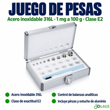 Juego de pesas en acero inoxidable 316L LACE de 1 mg a 100 g clase E2