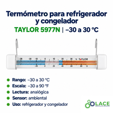 Termómetro para refrigerador y congelador Taylor 5977N – −30 a 30 °C / −30 a 90 °F