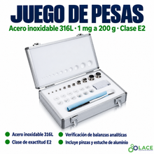 Juego de pesas en acero inoxidable 316L LACE de 1 mg a 200 g clase E2