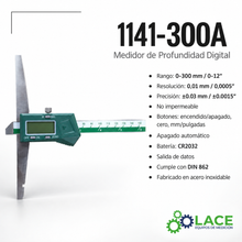 Medidor de Profundidad Digital Insize 1141-300A 0-300 mm / 0-12"
