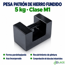 Pesa patrón paralelepípeda de hierro fundido LACE de 5 kg clase M1