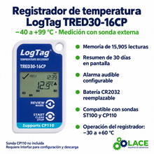 Termómetro DataLogger LogTag TRED30-16CP -40 °C a +99 °C