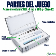 Juego de pesas en acero inoxidable 316L LACE de 1 mg a 200 g clase E2