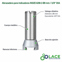 Abrazadera para Indicadores INSIZE 6298-2 Ø8 mm / 3/8" DIA