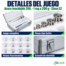 Juego de pesas en acero inoxidable 316L LACE de 1 mg a 200 g clase E2