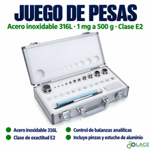 Juego de pesas en acero inoxidable 316L LACE de 1 mg a 500 g clase E2