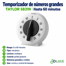 Temporizador de números grandes Taylor 5831N – Hasta 60 minutos