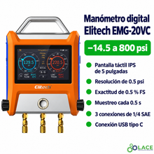 Manómetro Elitech EMG-20VC – −14.5 a 800 psi