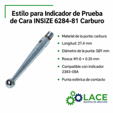 Estilo para Indicador de Prueba de Cara INSIZE 6284-81 Carburo