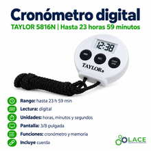 Cronómetro digital Taylor 5816N – Hasta 23 horas 59 minutos