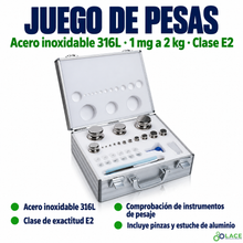 Juego de pesas en acero inoxidable 316L LACE de 1 mg a 2 kg clase E2