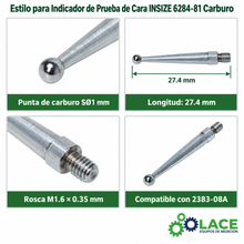 Estilo para Indicador de Prueba de Cara INSIZE 6284-81 Carburo