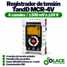 Registrador de tensión de 4 canales TandD MCR-4V ±300 mV a ±24 V