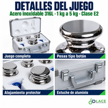 Juego de pesas en acero inoxidable 316L LACE de 1 kg a 5 kg clase E2