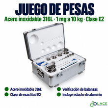 Juego de pesas en acero inoxidable 316L LACE de 1 mg a 10 kg clase E2