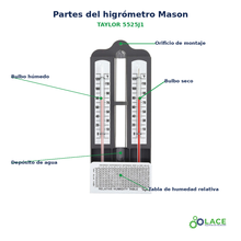 Higrómetro Mason análogo Taylor 5525J1 – 0 a 120 °F / 1 a 97 %HR