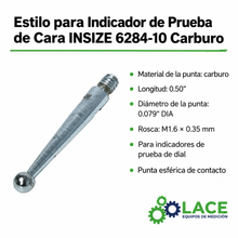 Estilo para Indicador de Prueba de Cara INSIZE 6284-10 Carburo