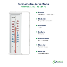 Termómetro de ventana Taylor 5316N – -40 a 50 °C