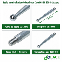 Estilo para Indicador de Prueba de Cara INSIZE 6284-1 Acero