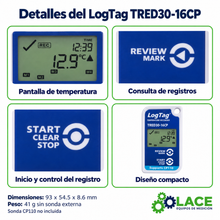 Termómetro DataLogger LogTag TRED30-16CP -40 °C a +99 °C