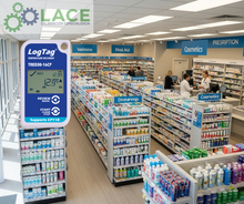 LogTag TRED30-16CP en el interior de una farmacia para control de temperatura de medicamentos