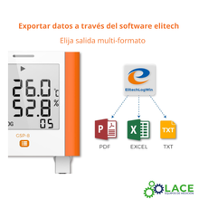 Termohigrómetro Data Logger Elitech GSP-8A -20°C a 85°C sonda larga 2m