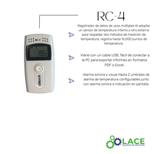 Termómetro Data Logger Elitech RC-4 Mini USB -30°C a 60°C