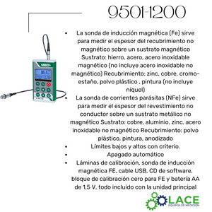 Medidor de espesor de recubrimiento Insize 9501-1200