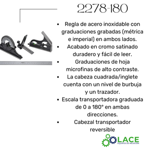 Juego de escuadras combinadas Insize 2278-180EM