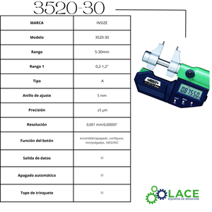 Micrómetro digital de interior Insize 3520-30