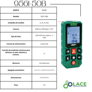 Medidor de distancia láser Insize 9561-50B