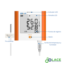 Termohigrómetro Data Logger Elitech GSP-8A -20°C a 85°C sonda larga 2m