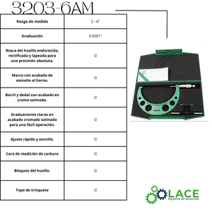 Micrómetro de exterior Insize 3203-6AM